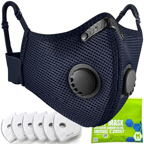 BASE CAMP Upgrade M Plus Dust Mask, Respirator Mask with 99.9% Effective Carbon Filter for Woodworking,7 Layer Breathable Face Protection for Construction, Dust, Landscaping, Sanding, Painting