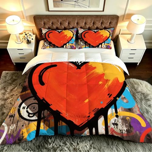 ZZXHG Edredón Estampado 3D Suave y Transpirable | A Color Graffiti Estampados, Nórdico Lavable para Todas Las Estaciones, Incluye 2 Fundas de Almohada 50x75 cm, para Cama Individual_A20294