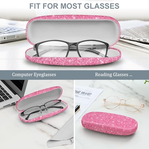 Image of FINTIE Hard Shell Eyeglasses Case, Portable Protective Glasses Cover Eyeglass Holder Box with Cleaning Cloth for Men Women