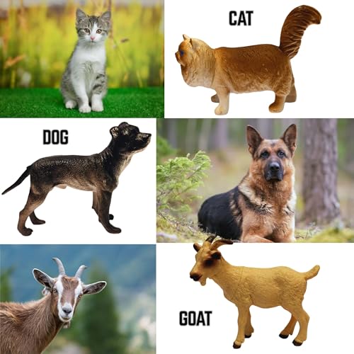 Image of Realistic Big Size Farm Animal Toys for Kids 2+ Years | 6PCs Pet Animals Action Figure Set | Domestic Animal Peacock, Horse, Dog, Cow, Hen etc Birthday Gifts for Children Jungle Animals