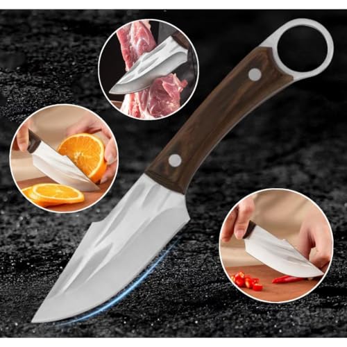 Image of High Carbon Steel Chef Knife for Kitchen Use, Multipurpose Meat & Vegetable Cutting Knife, Ergonomic Wooden Handle, Heavy Duty Sharp Blade, Professional Cooking Knife for Home & Restaurant