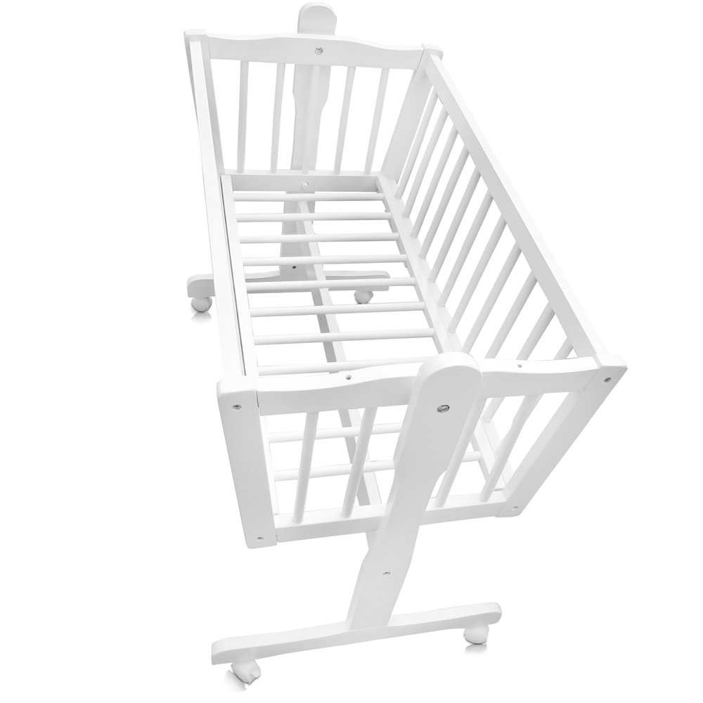 VitaliSpa Lit bébé, Blanc, 102.5x140cm | avec des roues, avec fonction de bascule et roulettes verrouillables
