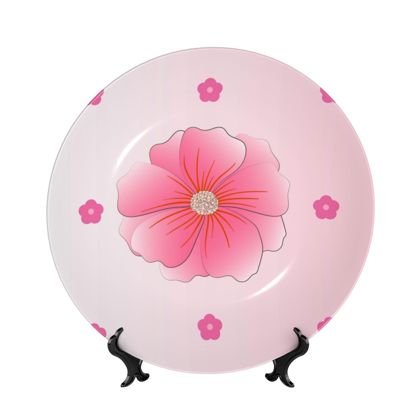 SXZVVBN Blooming carnations Bone China Decorative Plate Art with Stand Removable Adhesive Hanging for Home Office 7in