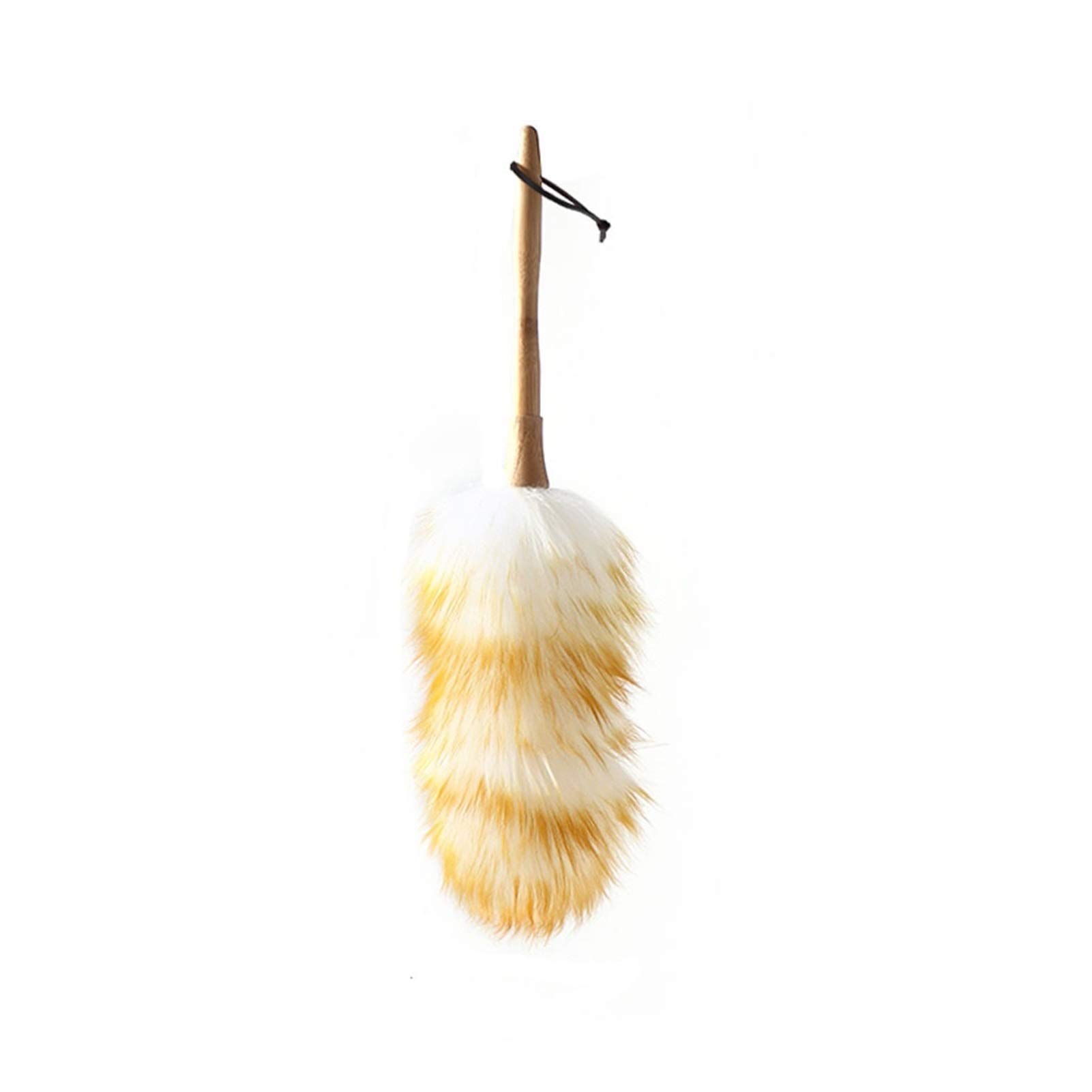 Cepillos de limpieza de escobas de mano Pusor de luna de cordero con mango de madera maciza, buenos agarres, antiestático, flexible, plumero for el hogar, oficina y coche Cepillo de limpieza de cerdas