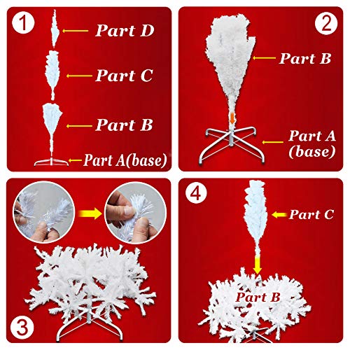 Strong Camel New Artificial Christmas Tree 6 Ft Spruce Metal Stand Folding Realistic Pine White-750 Tips #TOP4