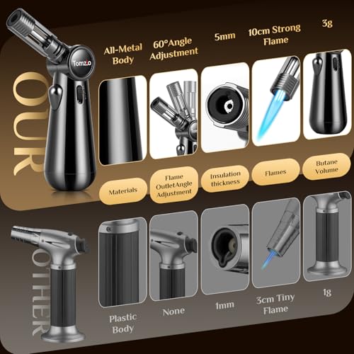 Kit de defumador de uísque com tocha de metal ajustável em ângulo (sem butano) e 6 lascas de madeira