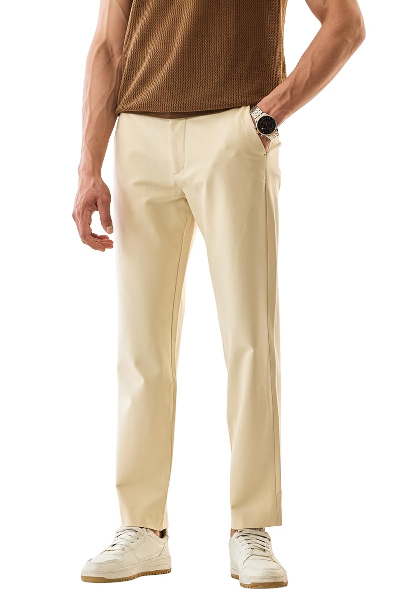 Men Formal Trousers | Slim Fit Mid Rise Plain Design | Premium Rayon Blend & Medium-Stretch Fabric for Office & All-Day Comfort-image-46