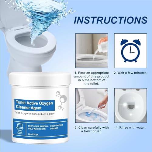 Image of Toilet Active Oxygen Agent Cleaner Toilet Powder With Super Active Cleaning Liquid Agent, Can Effectively Remove Stubborn Dirt From Toilet Etc- 250 Gram(powder)+100 Ml (Liquid)