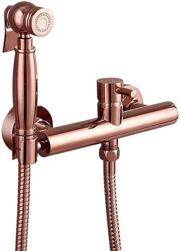 WOTZOV Ensemble de pulvérisation de Bidet, Bidet Mural en Laiton à Eau Chaude et Froide, douchette à Main pour Salle de Bain, pulvérisateur de Toilette, Ensemble de Robinet,Or Rose