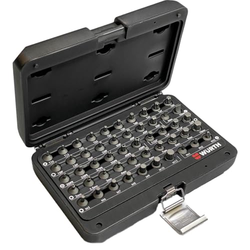 Würth 1/4 Zoll Mini Bitsatz Nusssatz Steckschlüsselsatz 50-teilig EXTRA KURZ Länge 19,5mm im praktischen Koffer 0965014500 Bitset Bit Satz bit Sortiment