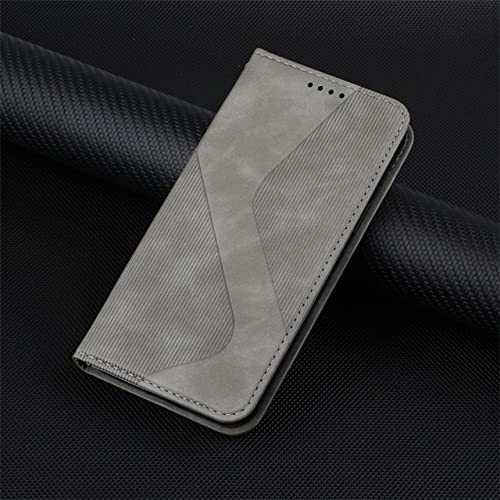 Protection antichoc Samsung S22 Ultra portefeuille en cuir gris avec rabat et support