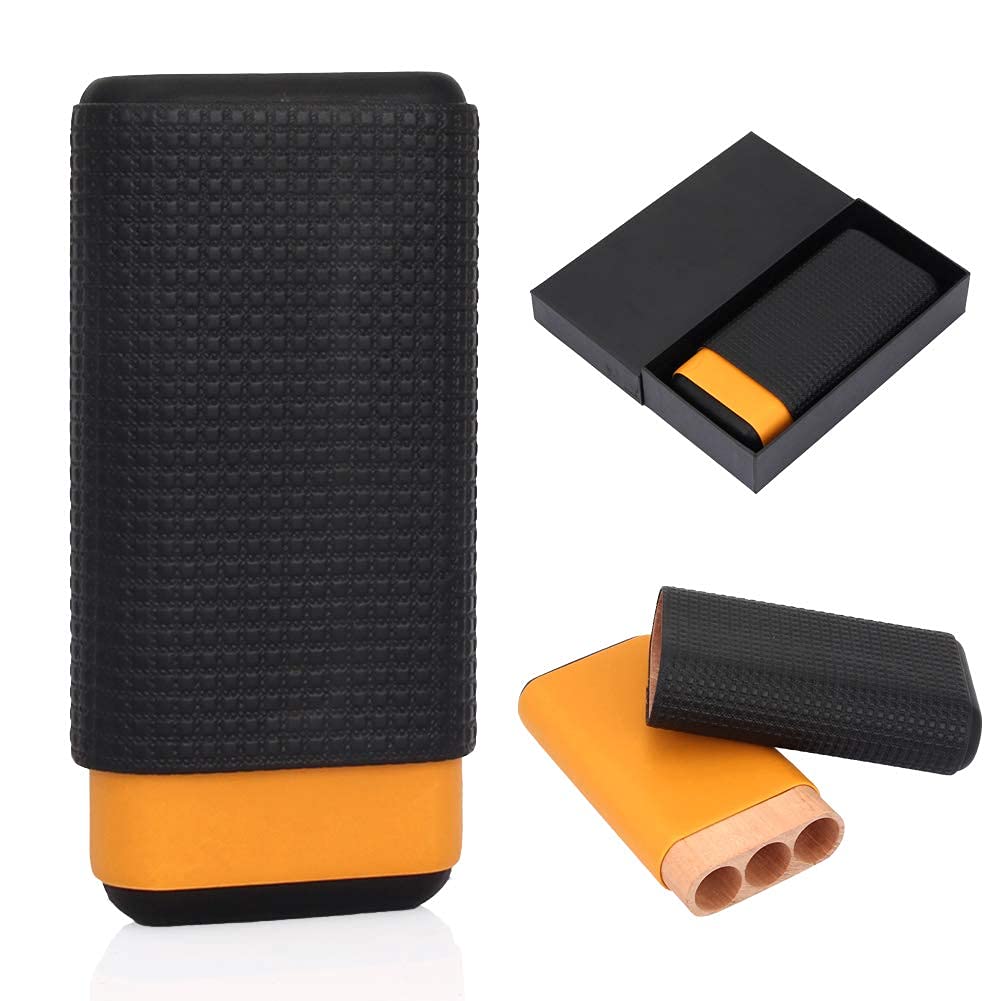 MRKU Humidor da Viaggio per sigari, Custodia Portatile per sigari, Custodia in Pelle per sigari, Scatola Porta sigari per Viaggi d'Affari, confezionata con Bella Scatola Regalo