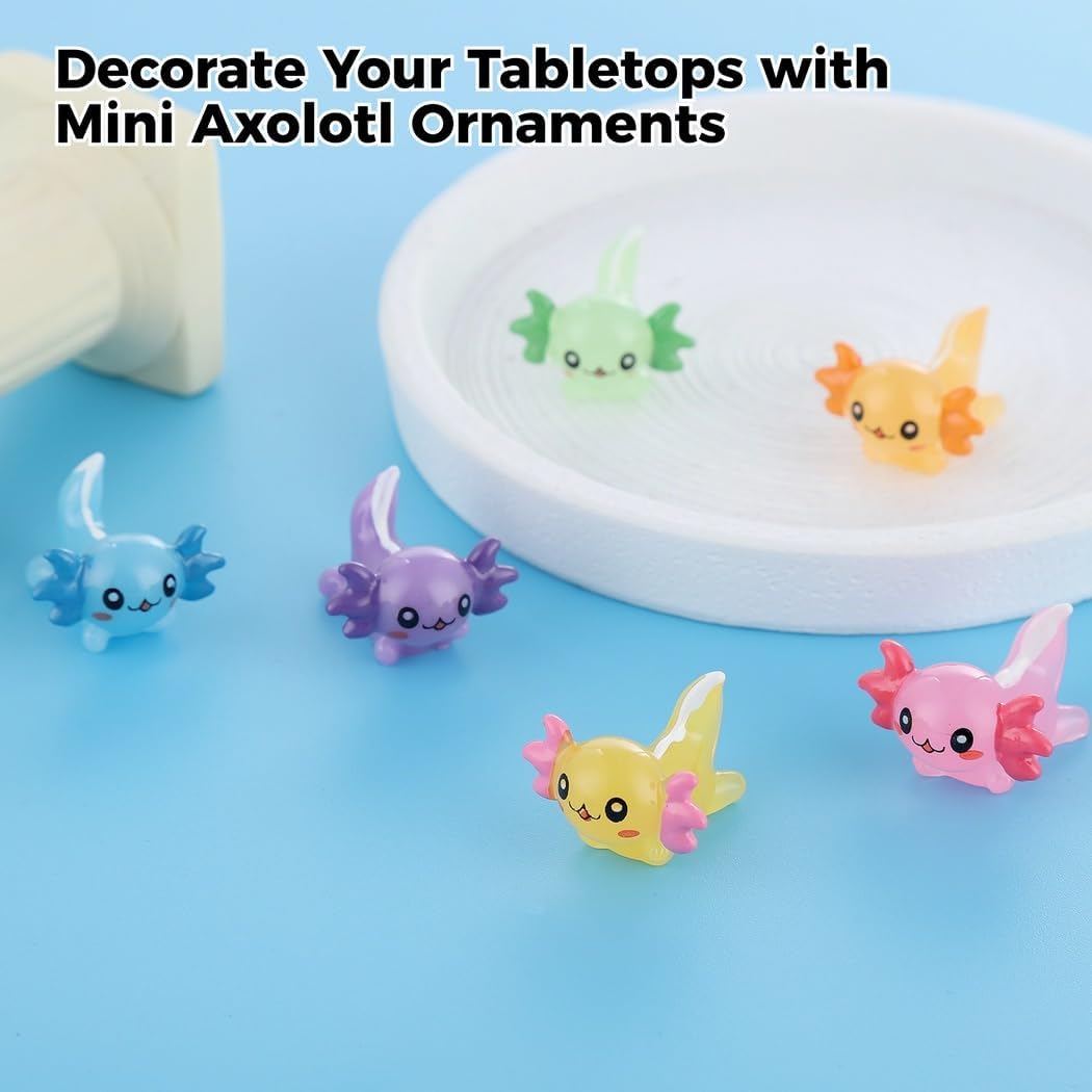 48-Piece Set of Miniature Axolotl Resin Figurines, Cute Animal Charms for Garden, Party, Aquarium, DIY Projects