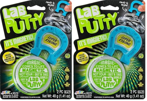 JA-RU Lab Putty Magnetic Slime with Magnet & Tin Container (1 Unit) Squishy Fidget Toy Magnetic Putty for Kids. Non Sticky Slime. Anger Management Toys. Sensory Party Favors. 9575-1B (Pack of 2)