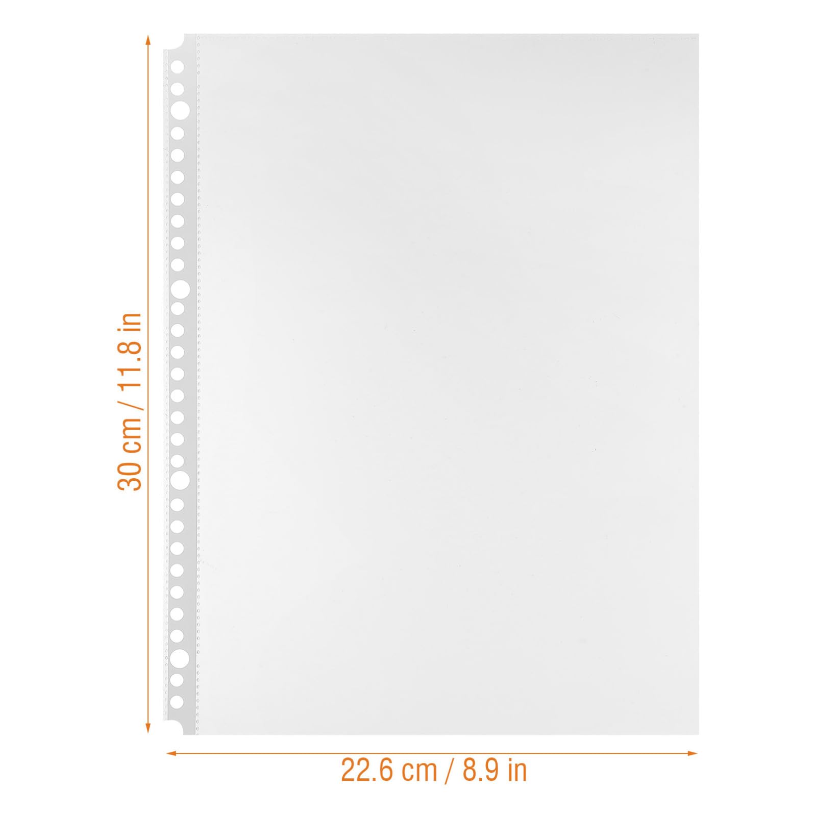 Uonlytech Lot De 100 Pochettes De Classeur Transparentes à 30 Trous, Format A4, Protection Intérieure Solide, Pochette De Rangement Pour Documents Bureau École