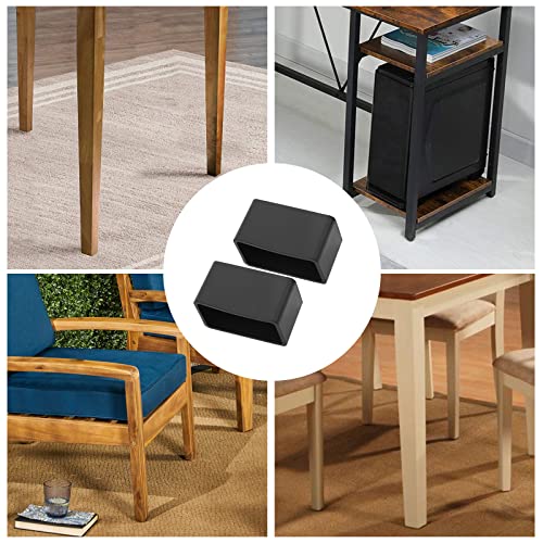 Suiwotin 24Pcs 1-1/2" X 3/4" Pvc Rectangle Rubber Chair Leg Tips Caps, 40Mm X 20Mm Table Foot Caps, Furniture Foot Table Chair Leg End Cap, Anti-Slip Chair Leg Floor Protectors, Black #TOP6