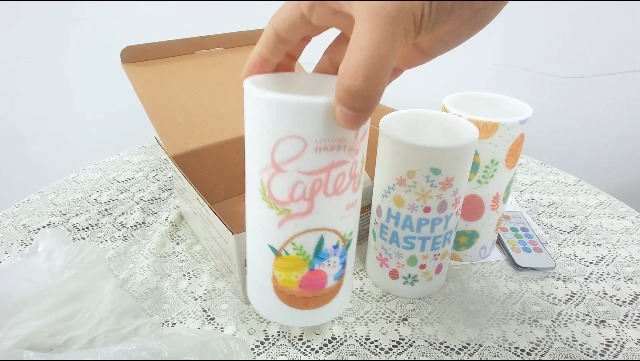 Image of 3 Pcs Easter Flameless Candles with Timer Remote | Rabbit Egg Design,Battery Operated Candle,Happy Easter Day Gift for Bedroom Living Room Decor Farmhouse