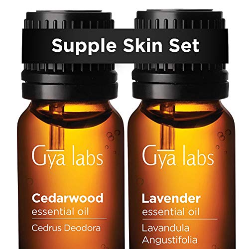 Cedarwood Oil & Lavender Essential Oil - Gya Labs Supple Skin Set to Moisturize Skin & Soothe Skin Irritation - 100% Pure Therapeutic Grade Essential Oils Set - 2x10ml