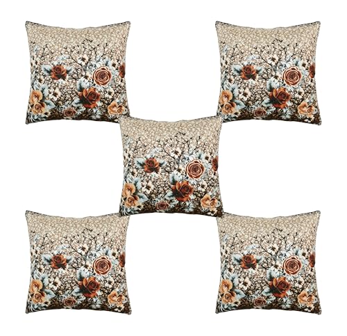 Image of BLUEDOT Home Decorative Floral Printed Cushion Covers Set of 5 (16x16 inches), Multicolor,CCN7