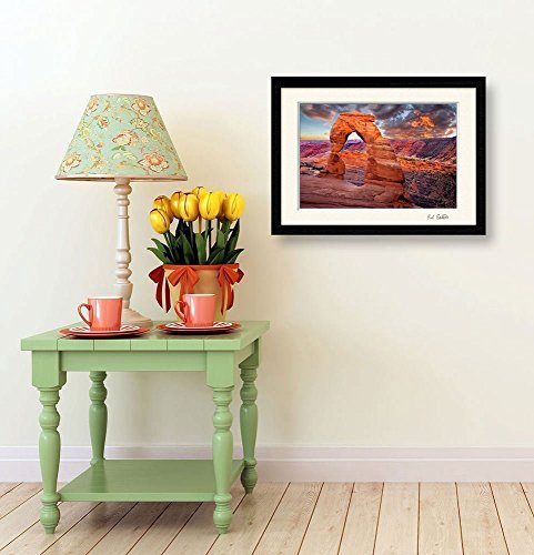 11 X 14 Inch Matted Photograph Of A Very Red Delicate Arch At Sunset At Arches National Park, Utah. Southwest Sandstone Rock Formation #TOP3