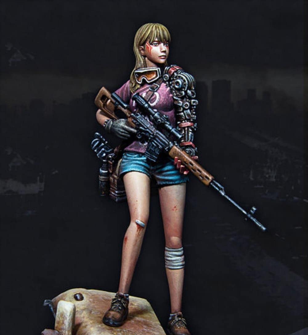 1/24 75Mm Mujer Soldado con Pistola 75Mm Figura De Resina Histórica Modelo Kit En Miniatura Sin Montar Sin Pintar