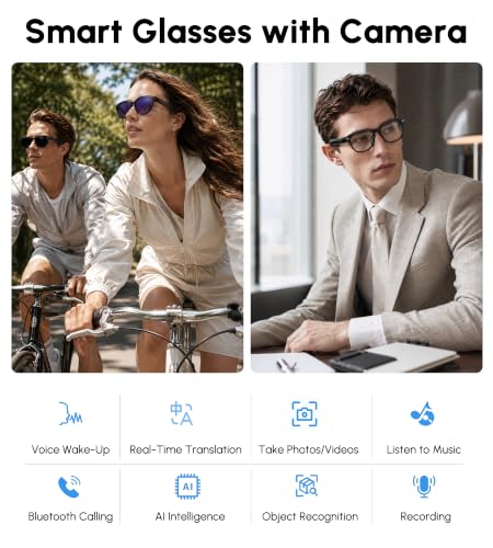 AI Smart Glasses with Camera, 4K 8MP Video Recording Glasses, 3‑Set Lenses - image 7