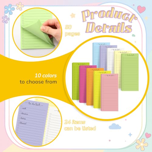 Image of Censen 10 Pack To Do List Notepad Checklist Daily,Stripe,Fluorescent