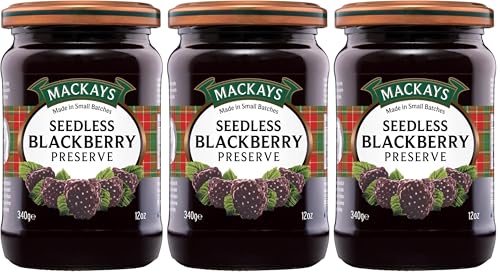 Image of Mackays Seedless Blackberry Preserve Jam 340gm | Imported from Scotland | Made with Whole Fruits | Vegan | Gluten-Free | No Artificial Colors or Preservatives (Pack of 3)