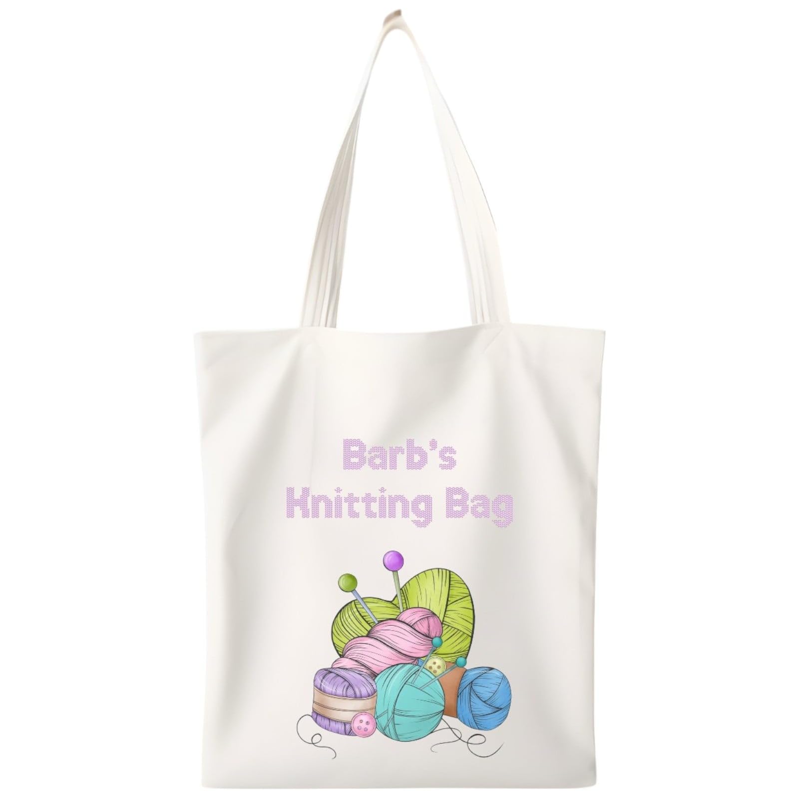 Personalised Full Colour Knitting Bag Tote 37cm x 41cm Reusable