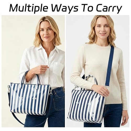 Image of GISMTR Large PVC Tote Bag for Women Letters Print Handbags Kraft Paper Shoulder Bag for Work Travel