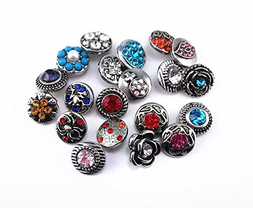 Honbay 20Pcs 7/16 Inch Assorted Rhinestone Snaps Chunk Press Buttons For Snap Ginger Jewelry Making #TOP1