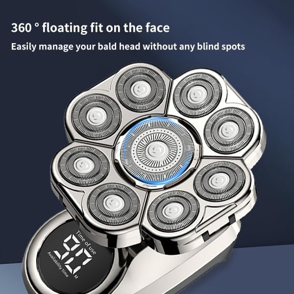 I-clean 9D Head Shavers for Bald Men,New Upgraded 6-in-1 Electric Razor with LED Display,Waterproof Wet/Dry Grooming Kit,Cordless Rechargeable Shaver for Home and Travel - Image 2