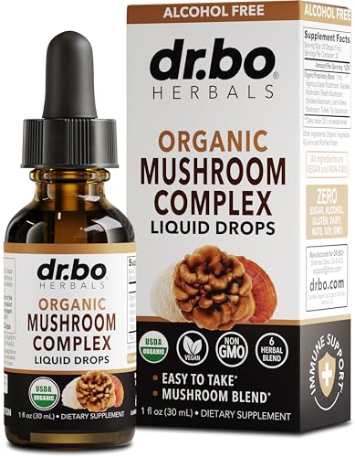 Organic Lions Mane Mushroom Complex - Mushroom Supplement Liquid Drops Tincture for Focus, Fog, Brain Health Supplements - Vegan, Herbal Organic Lion's Mane Mushrooms, Reishi, Turkey Tail Extract 1oz