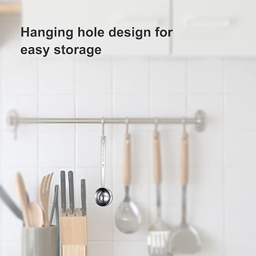 Miniatura 6 de Cuchara de café, juego de cucharas de café de acero inoxidable, 1 cucharada (0.5 fl oz) y 1 cucharada (1.0 fl oz), cuchara medidora cucharada para