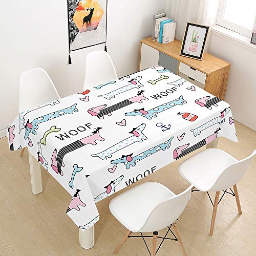 Nappe rectangulaire teckel 140x160cm rose imperméable - 2