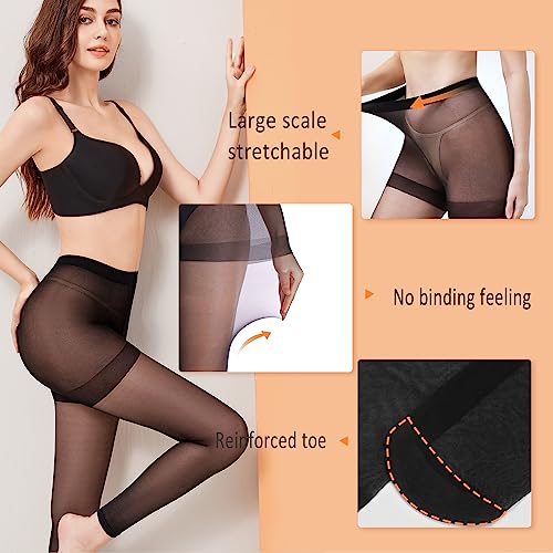 WAKUNA 3 pairs 20D Women's Sheer Footless Tights,Sheer Legging and Dance Compression Pantyhose for women S-XL3