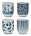 Miya Set of 4 Assorted Designs Blue & White Japanese Teacups