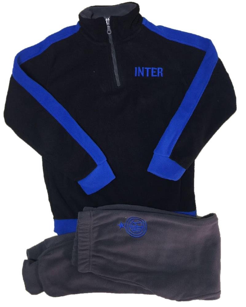 Planetex Pigiama Inter Calcio Pigiami Invernali FC Internazionale PS 09474 Caldo Pile-12 Anni-Nero
