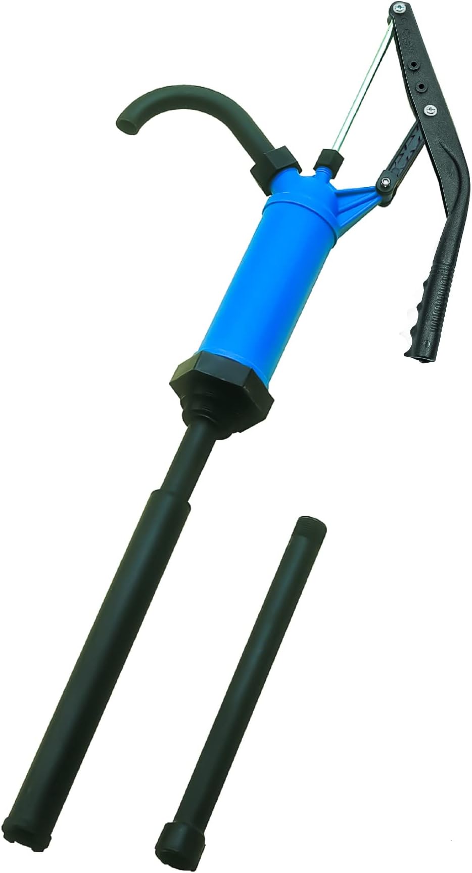 P490JH Plastic Lever Action Drum Barrel Pump PP Manual Drum Barrel Pump Patented in USA Blue 53.5 inches (136 cm) PP Spout 11.8 oz. (350 cc) Per Stroke for 5, 15, 30, 55 gal