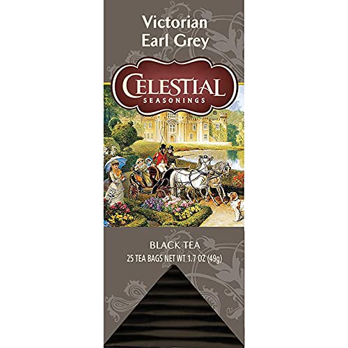 Celestial Seasonings Black Tea, Victorian Earl Grey, Contains Caffeine, 25 Tea Bags (Pack of 6)