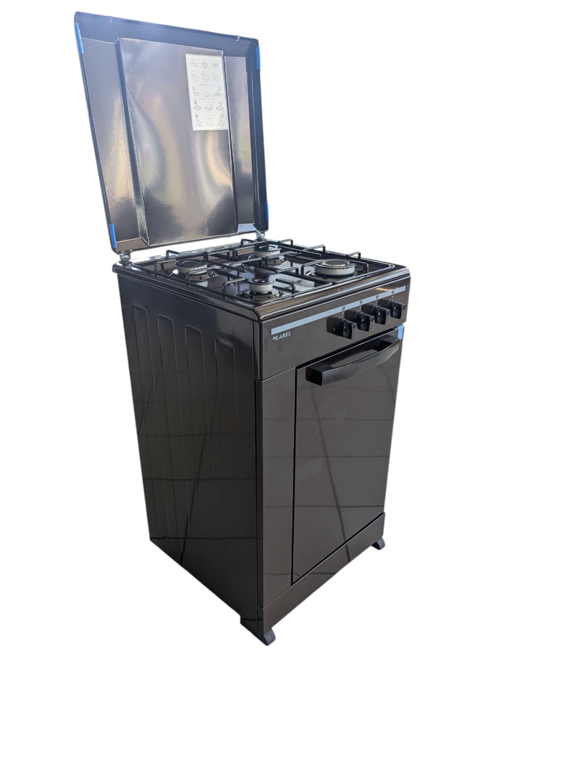 LAREL Cucina a Gas Fornello 4 Fuochi Mobile Portabombola Marrone Valvole di Sicurezza Accensione Elettronica GPL/METANO MOB.S413MW