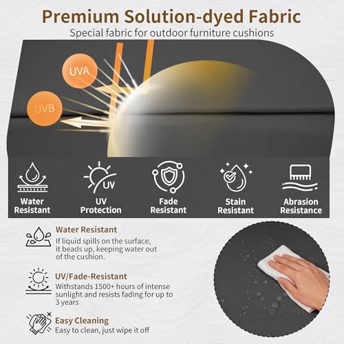 Image of 24x24 Outdoor Chair Cushions Set of 4, Waterproof Deep Seat Cushions for Patio Furniture with Removable Cover, Fade Resistant 4'' Outdoor Seat Cushion w /Ties&Handle for Sofa Loveseat,Black