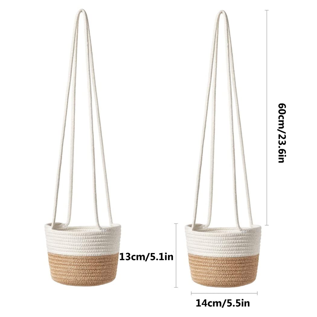 Hängende Seil Pflanzer Korb Gewebter Vase Baumwollseil Pflanzkorb Blumentopf Pflanzenhänger Für Pflanzgefäße Blumentopf Lagerung Home Decor Blumenampel Hängeampel Für Terrasse Veranda Balkon