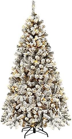RELAX4LIFE Árvore de Natal neve de PVC ignífugo com 250/450 luzes LED quentes, árvore de Natal com neve, base de metal, árvore de natural automática para casa/escritório/loja (225 cm, 1010 ramos)