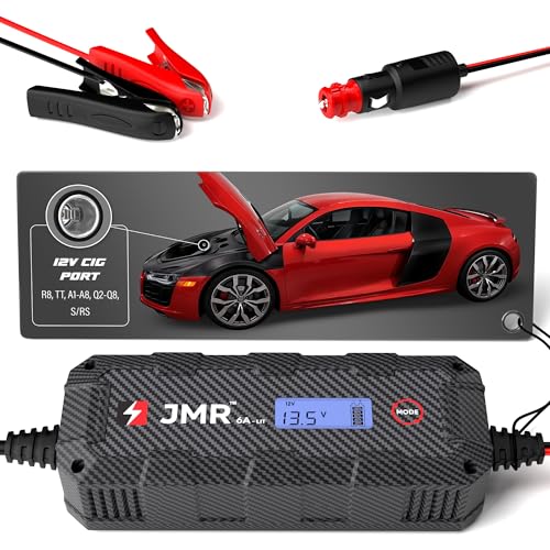 Image of JMR Battery Charger for Audi R8 S8 RS TT Q7 SQ8 A5 All Models Trickle Charger Conditioner Maintainer (UK Plug, Add Lithium Mode)