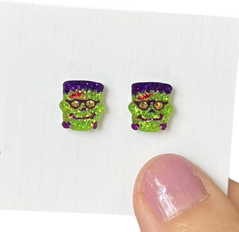 Cute Turkey Pumpkin Maple Leaf Stud Earrings Set Glitter Acrylic Halloween Thanksgiving Fall Earring for Women Autumn Harvest Jewelry Gifts - Image 7