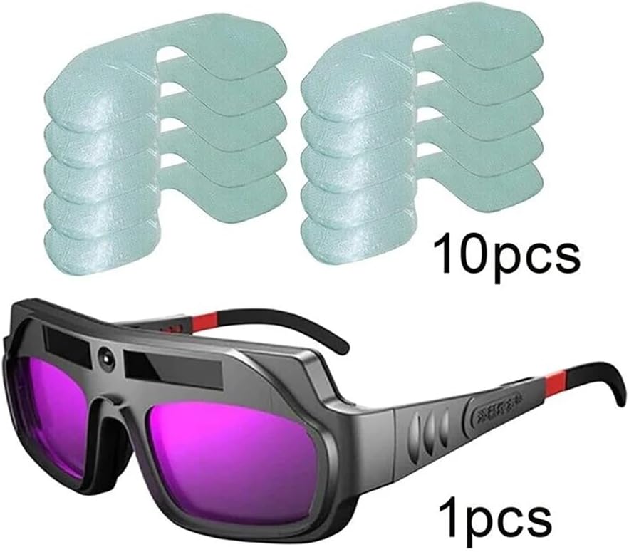 Wikene 1 Set Auto Darkening Welding Gog Gles Anti-Scratch Welder Glasses For Plasma Cut Wip Welding Glasses Soldering Lens Tools