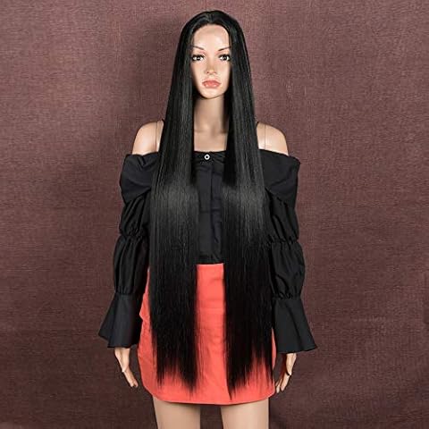 Style Icon Wigs 37" Super Long Lace Front Wigs Silky Straight Hair Wigs For Women 4.5 Inch Middle Parting Soft Hair Replacement Synthetic Wigs Cover