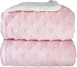 Cobertor Donna Laço Bebê Plush com Sherpa Hearts (Rosa Bebê)
