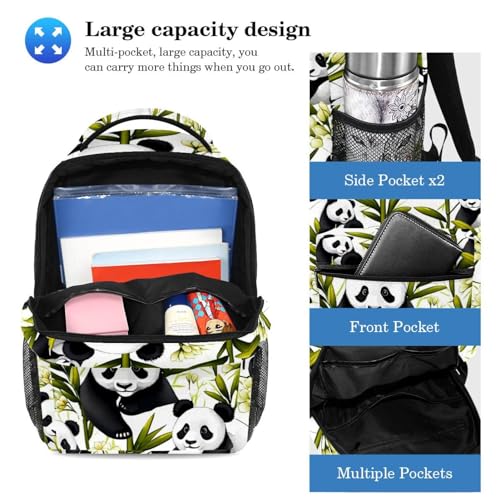 Ensemble sac à dos et trousse à crayons panda multicolore pour la rentrée des classes